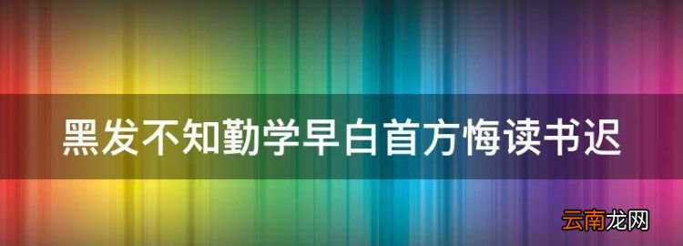 黑发不知勤学早 白首方悔读书迟的意思