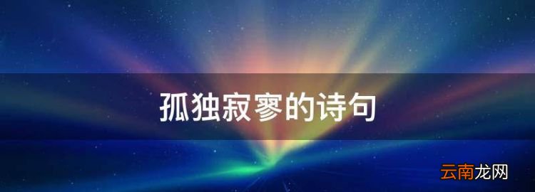 孤独寂寥的诗句，孤独寂寞冷的诗句出处