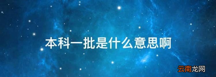 本科一批是什么意思，本科一批次是什么意思?